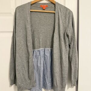 Joe Fresh Gray Open-Front Sweater with Blue Stripe Detail